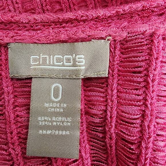 Chico's Womens Cardigan Sweater Size 0 Small Pink Elbow Sleeve Knit Ribbed Open - Picture 7 of 9